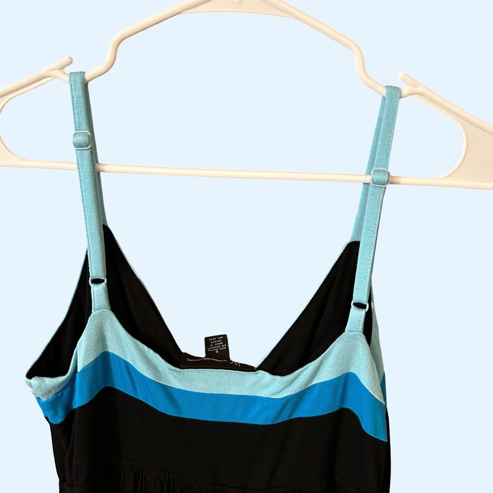 INC International Concepts Maxi Dress Small Black Blue Stripe Jersey - Picture 4 of 5